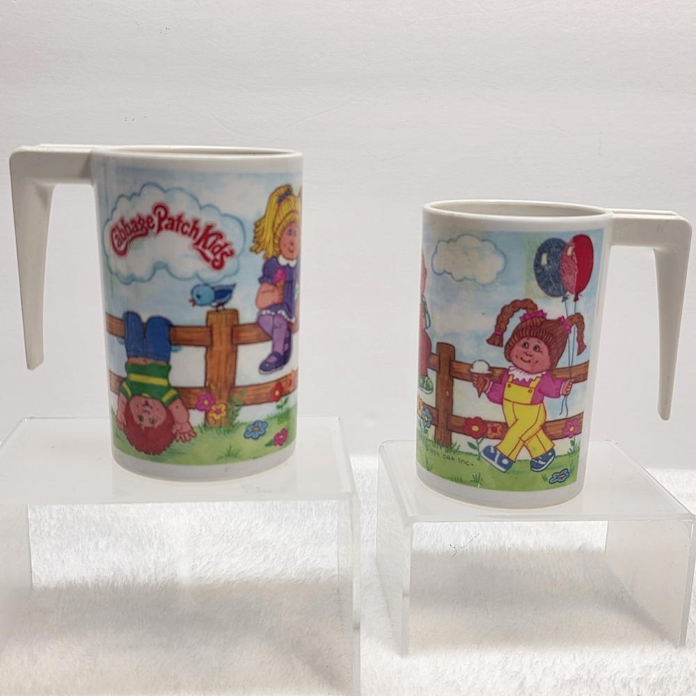 Vintage 1984 Cabbage Patch Kids Plastic Cup with Handle 4.25 in‎ Lot Of 2